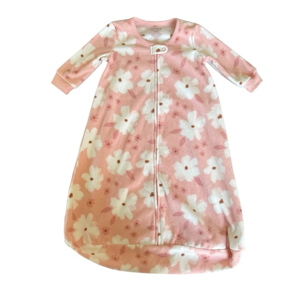 Carter’s Pink Floral Fleece Sleep Sack 2-way zip Baby Girls 3-6M - Picture 1 of 4